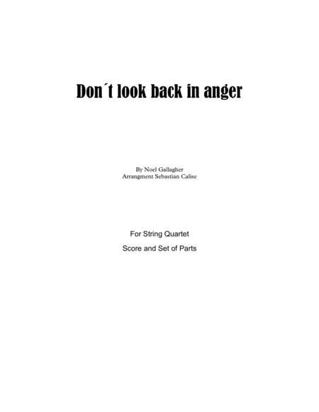 Free Sheet Music Dont Look Back In Anger