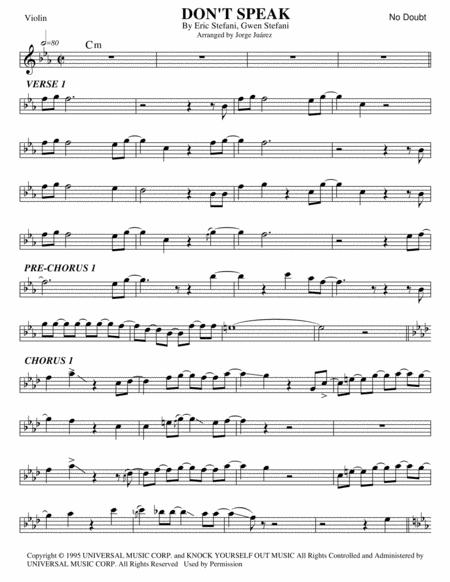 Free Sheet Music Dont Speak Violin