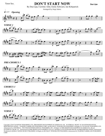 Dont Start Now Tenor Sax Sheet Music