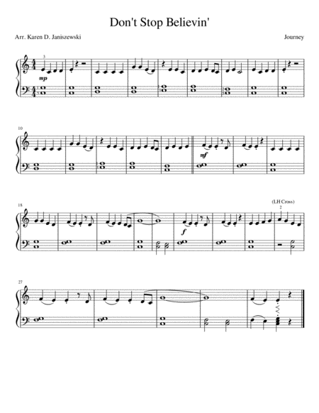 Dont Stop Believin Beginner Piano Sheet Music