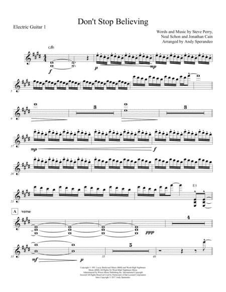 Dont Stop Believin Guitar 1 Sheet Music