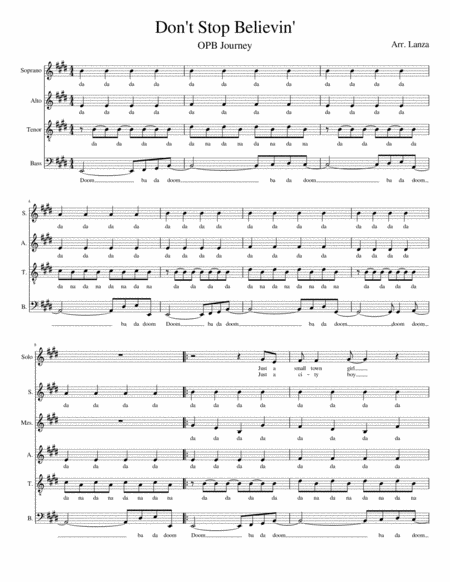 Free Sheet Music Dont Stop Believin Satb A Cappella