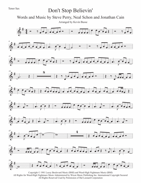 Free Sheet Music Dont Stop Believin Tenor Sax