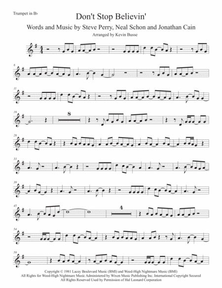 Free Sheet Music Dont Stop Believin Trumpet