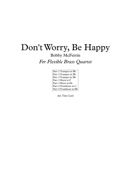 Dont Worry Be Happy For Flexible Brass Quartet Sheet Music