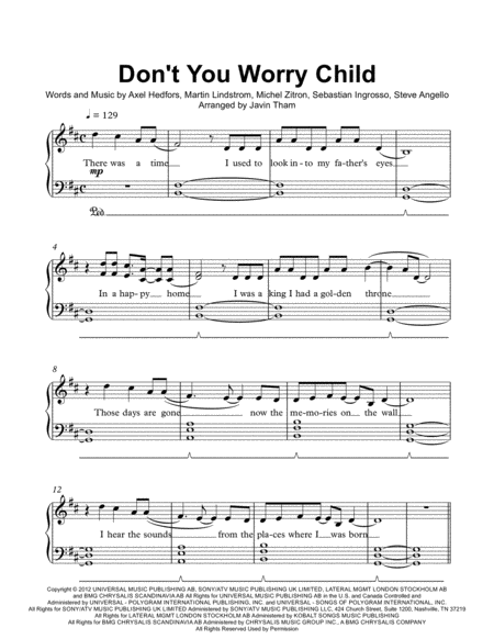 Dont You Worry Child Sheet Music