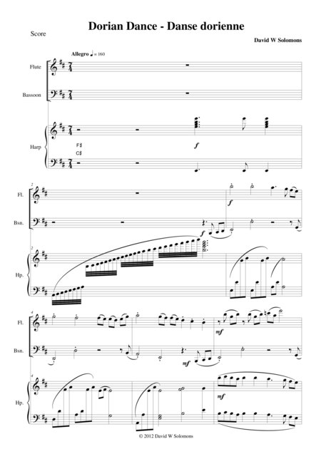 Free Sheet Music Dorian Dance For Flute Bassoon And Harp