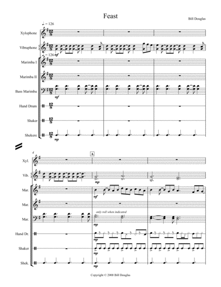 Douglas Bill Feast For Percussion Ensemble Sheet Music