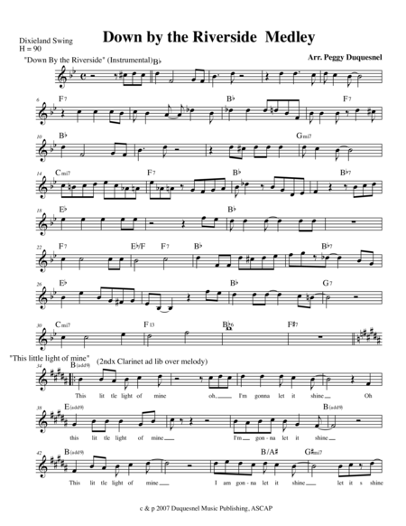 Down By The Riverside This Little Light Of Mine Do Lord I Saw The Light Medley With Lyrics Sheet Music