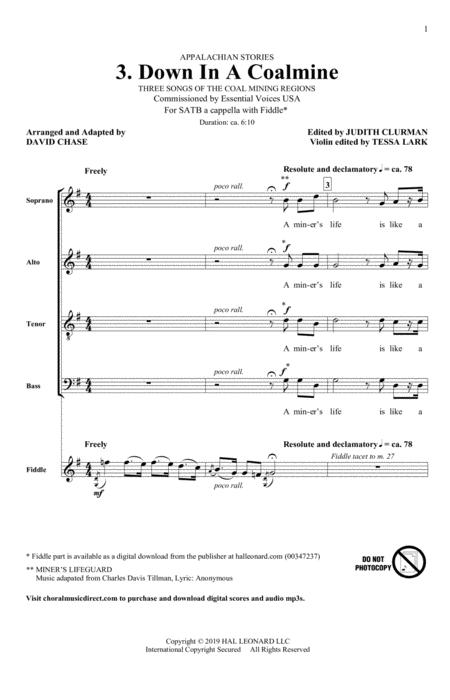Free Sheet Music Down In A Coalmine No 3 From Appalachian Stories