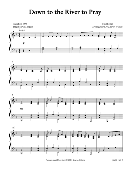 Down To The River To Pray Piano Solo Sheet Music