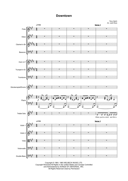 Downtown Orchestral Arrangement W Piano A Major Sheet Music