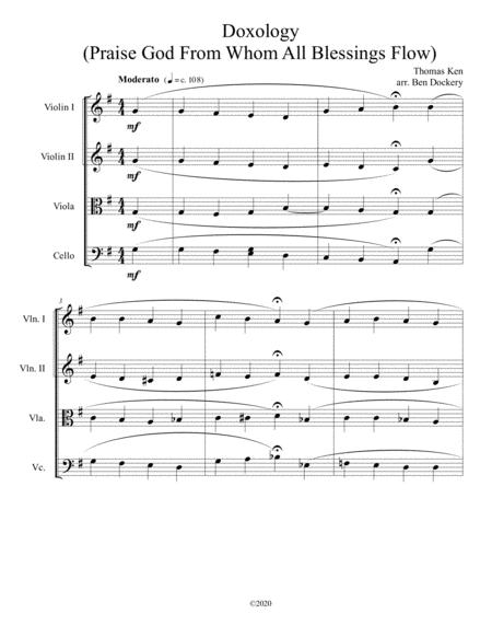 Doxology Jazz Harmonization For String Quartet Praise God From Whom All Blessings Flow Sheet Music