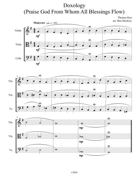 Doxology Jazz Harmonization For String Trio Praise God From Whom All Blessings Flow Sheet Music