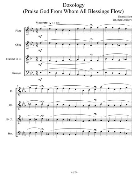 Free Sheet Music Doxology Jazz Harmonization For Wind Quartet Praise God From Whom All Blessings Flow