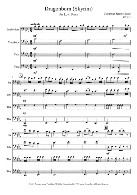 Dragonborn Skyrim Theme Sheet Music