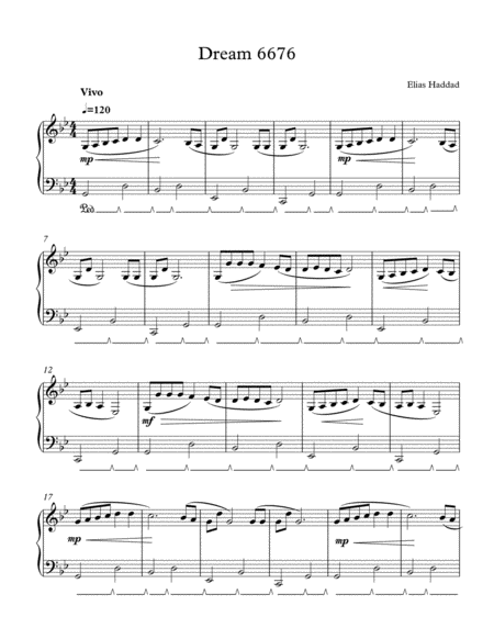 Dream 6676 Solo Piano Version Sheet Music