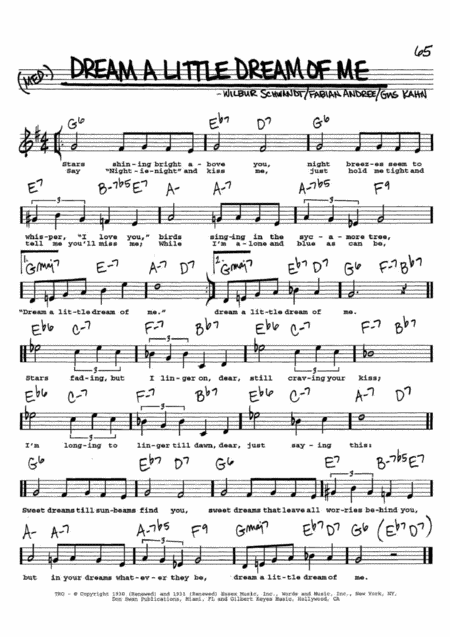 Dream A Little Dream Sheet Music