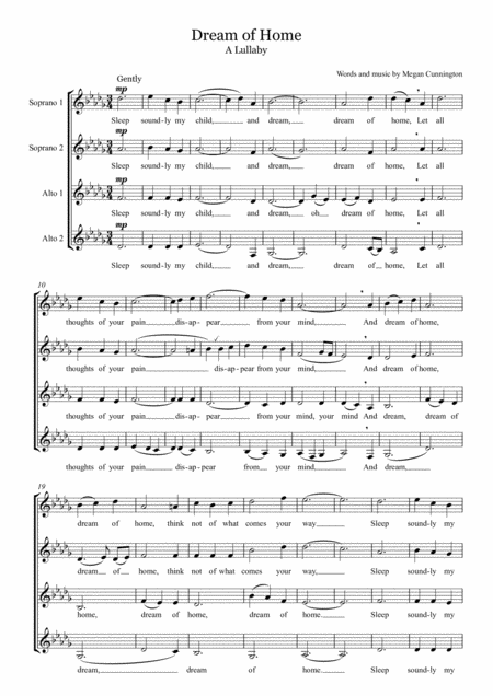 Free Sheet Music Dream Of Home