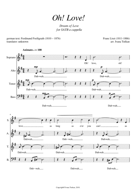 Dream Of Love Satb Sheet Music