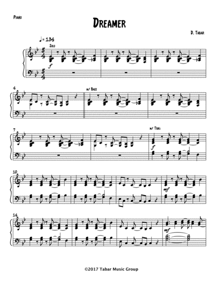 Free Sheet Music Dreamer Combo Piano