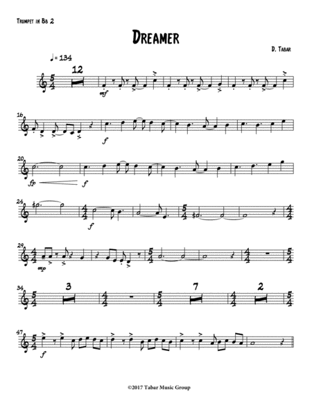 Dreamer Trumpet 2 In Bb Sheet Music