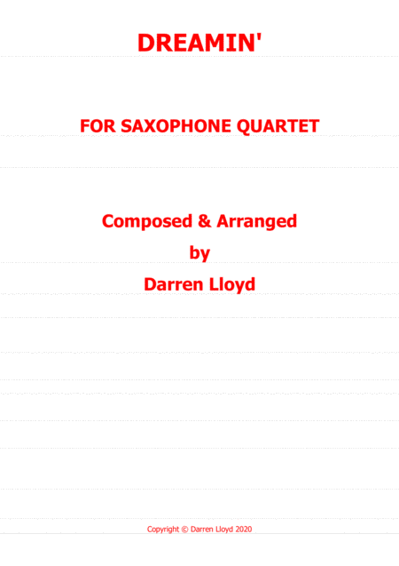 Free Sheet Music Dreamin Saxophone Quartet