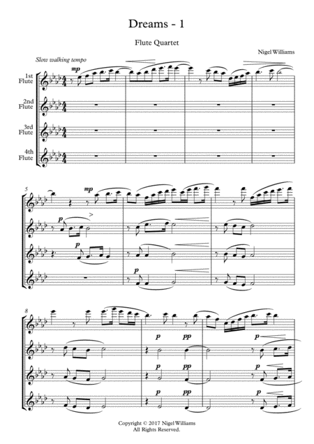 Free Sheet Music Dreams 1 For Flute Quartet