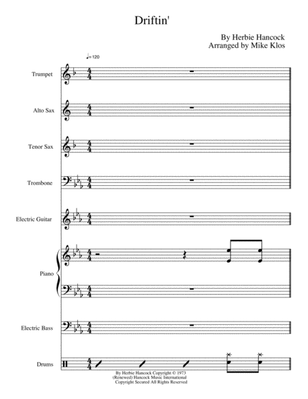 Free Sheet Music Driftin By Herbie Hancock For Jazz Combo