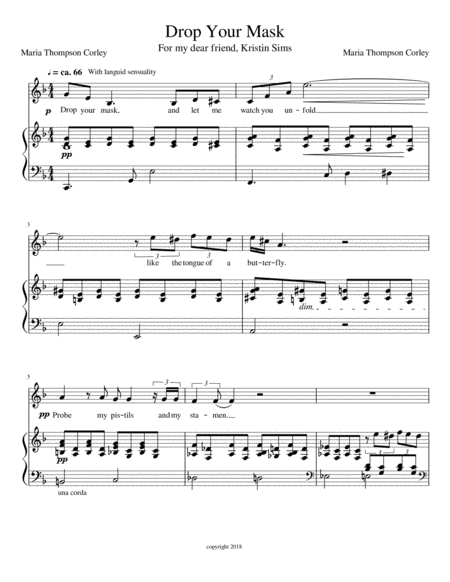 Drop Your Mask From Grasping Water Sheet Music