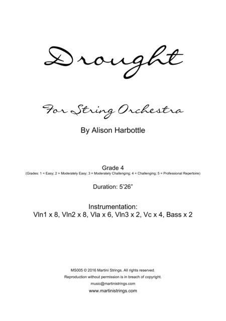 Drought For String Orchestra Sheet Music