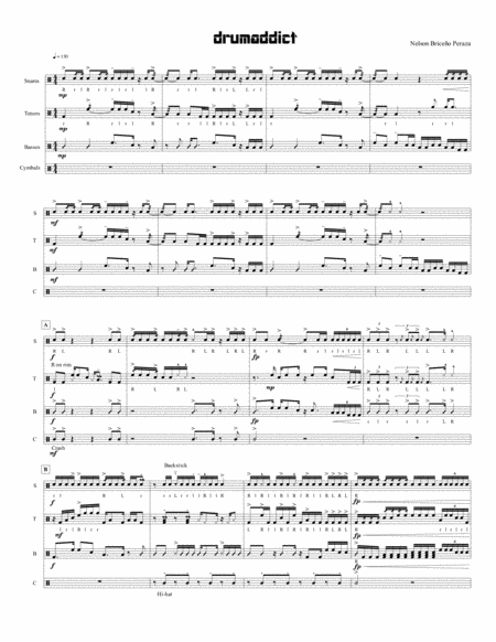 Drumaddict Drumline Cadence Sheet Music