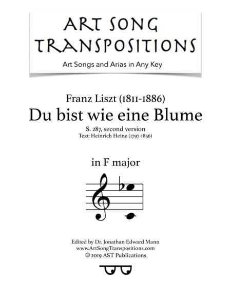 Du Bist Wie Eine Blumes 287 F Major Sheet Music