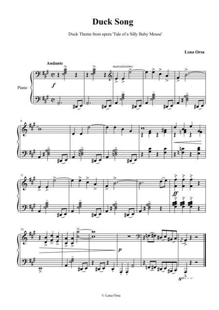 Duck Song From Opera Tale Of A Silly Baby Mouse Sheet Music