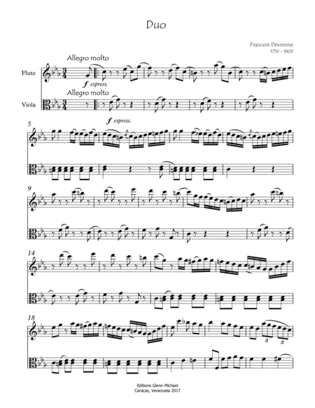 Duet 3 For Flute Viola Sheet Music