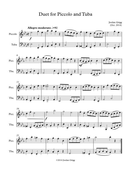 Free Sheet Music Duet For Piccolo And Tuba