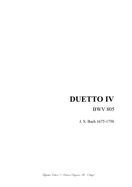 Duetto Iv Bwv 805 Bach For Organ Sheet Music