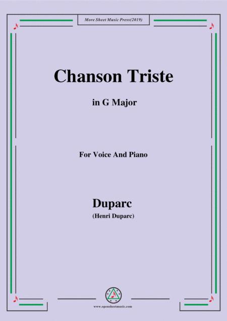 Duparc Chanson Triste In G Major Sheet Music