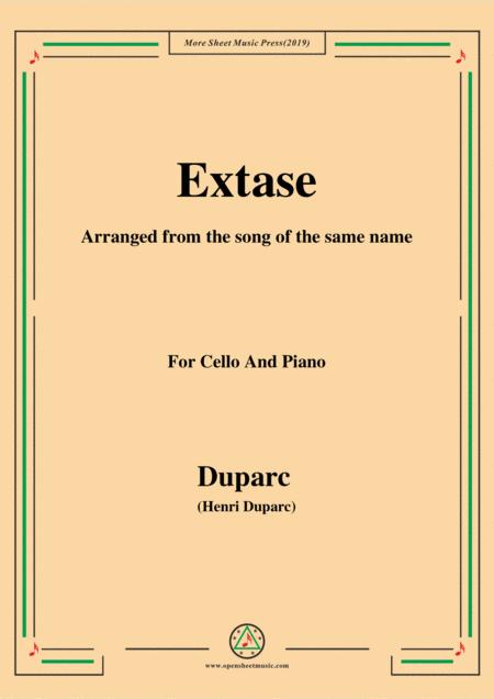 Duparc Extase For Cello And Piano For Violin And Piano Sheet Music