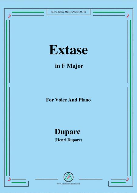 Duparc Extase In F Major For Violin And Piano Sheet Music