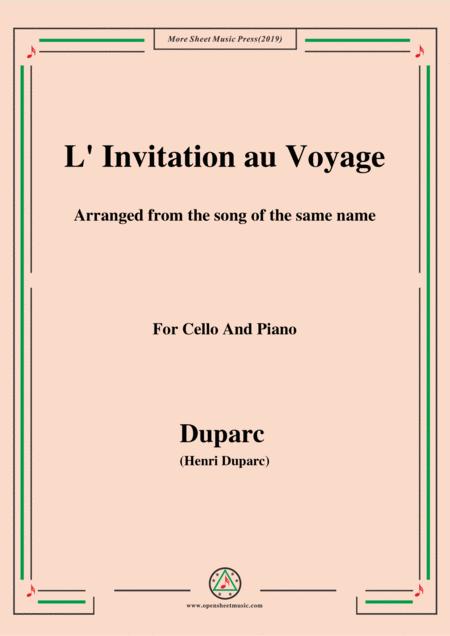 Free Sheet Music Duparc L Invitation Au Voyage For Cello And Piano