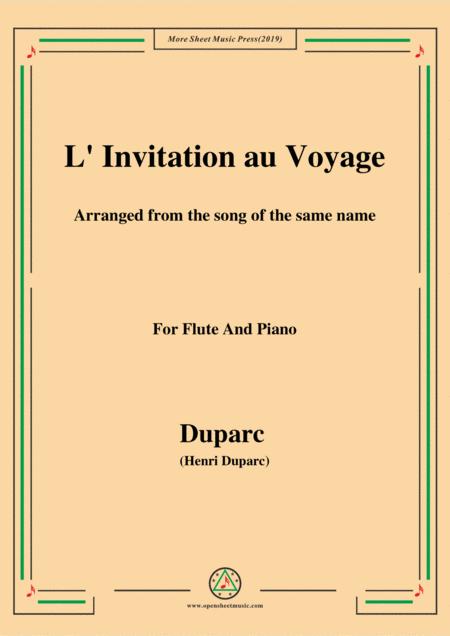 Duparc L Invitation Au Voyage For Flute And Piano Sheet Music