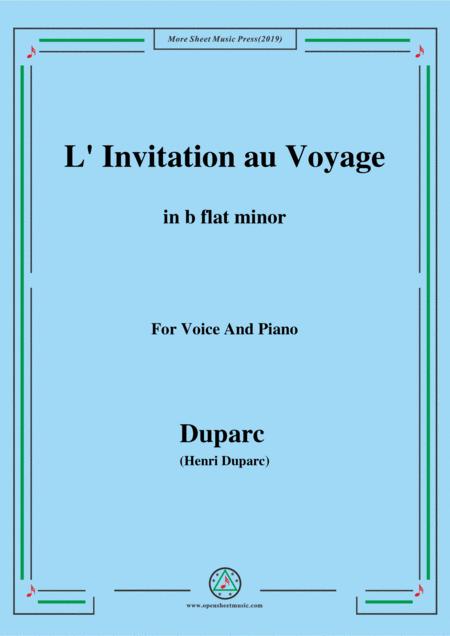 Duparc L Invitation Au Voyage In B Flat Minor For Voice And Piano Sheet Music