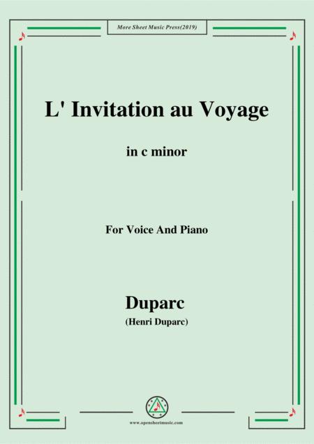 Duparc L Invitation Au Voyage In C Minor For Voice And Piano Sheet Music