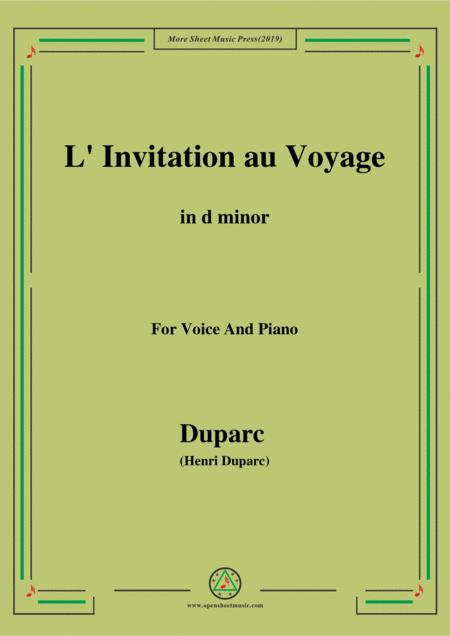 Free Sheet Music Duparc L Invitation Au Voyage In D Minor For Voice And Piano