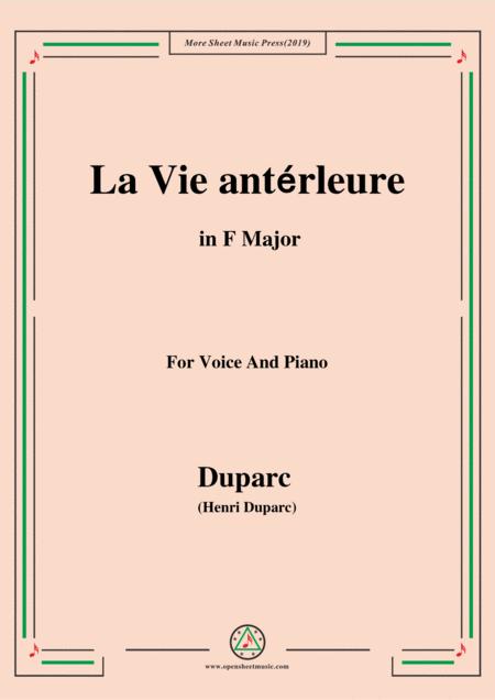 Duparc La Vie Antrleure In F Major Sheet Music