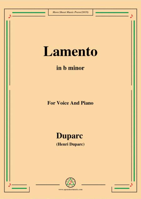 Duparc Lamento In B Minor For Violin And Piano Sheet Music