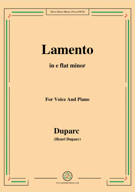 Duparc Lamento In E Flat Minor For Violin And Piano Sheet Music