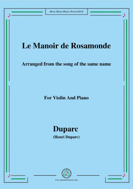 Duparc Le Manoir De Rosamonde For Violin And Piano Sheet Music