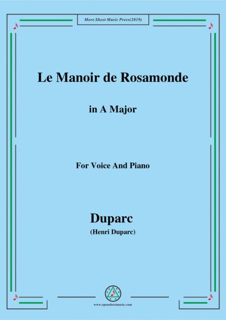 Duparc Le Manoir De Rosamonde In A Major For Violin And Piano Sheet Music